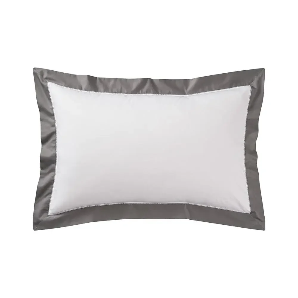 Ralph Lauren Cotton Sateen Graphite Trim Langdon King Duvet Sham Sheet Set White